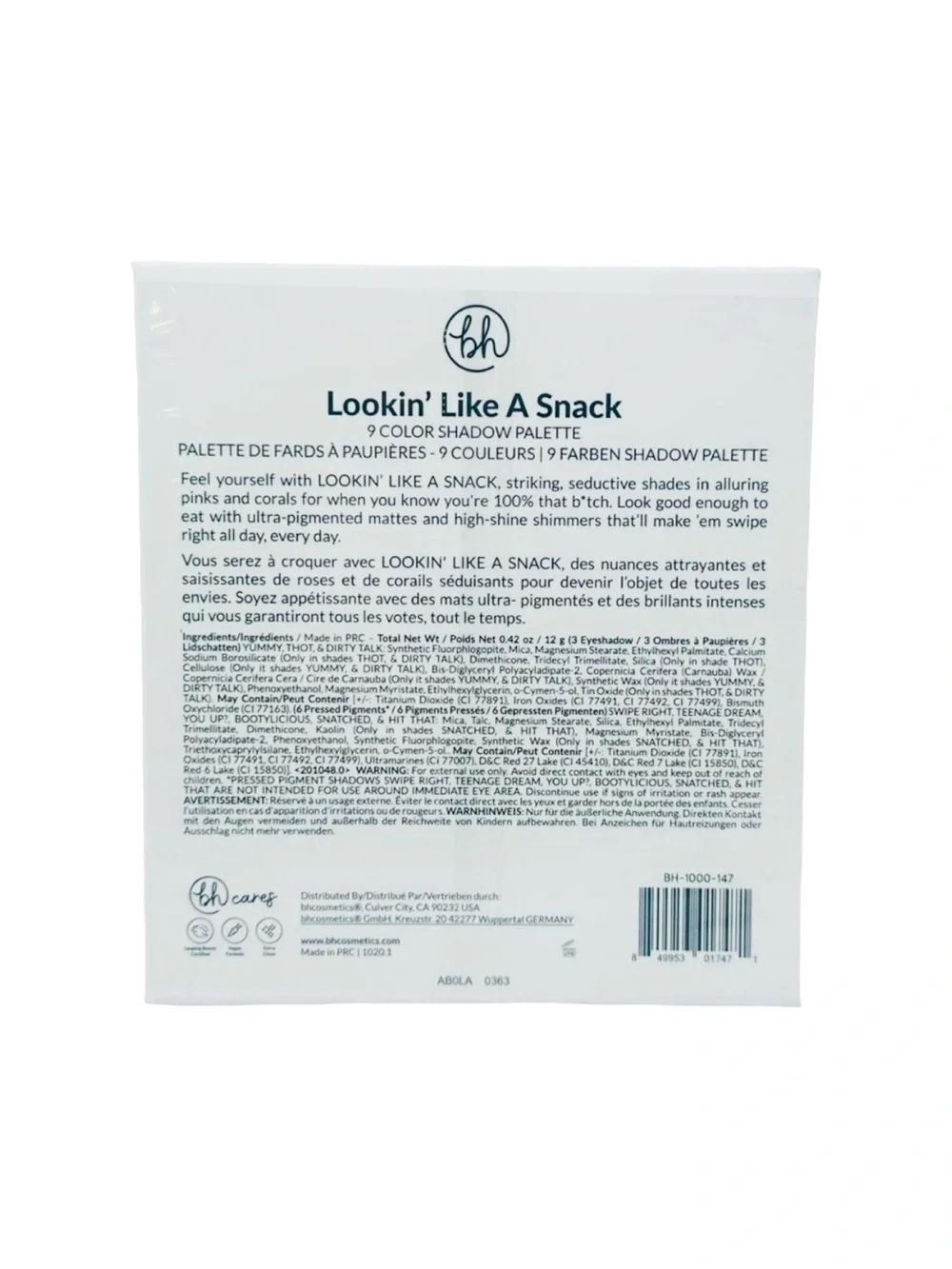 Bh Cosmetics Lookin’ Like A Snack 9 Color EyeShadow Palette - 0.42 oz / 12g